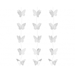 Dekoracja wisząca Białe Motylki 2 m
