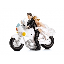 Figurka na tort ślubny Para Młoda na motorze