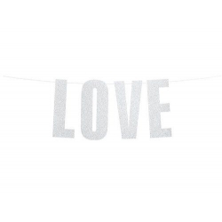 Girlanda napis Love Srebrny 21 x 55 cm dekoracja
