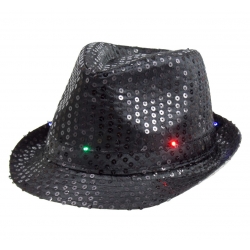 Świecący Czarny kapelusz z cekinami Super Star
