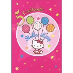 Karnet na 5 urodziny Hello Kitty z kopertą