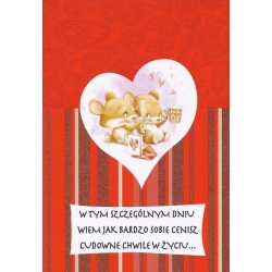 Karnet okolicznościowy na Walentynki z myszkami