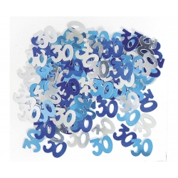 Konfetti foliowe na 30 urodziny czarne i niebieskie 14 g