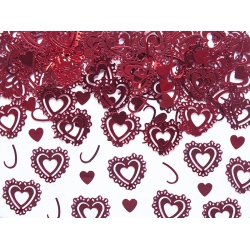 Konfetti metalizowane Czerwone Serca 15 g na Walentynki