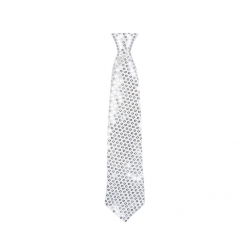 Krawat Cekinowy Srebrny 39 cm Fotobudka