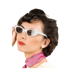 Imprezowe Okulary retro lata 50 w różowe groszki