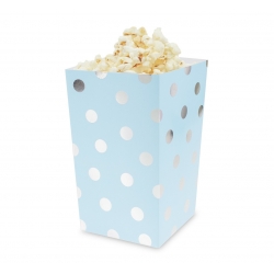 Pudełka na popcorn NIebieskie w Kropki 4 szt