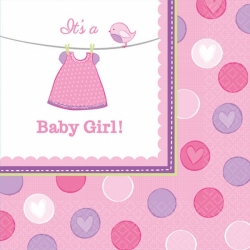 Serwetki różowe It's a Baby Girl na Baby Shower