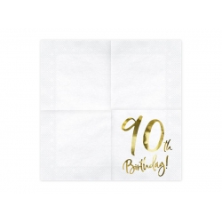 erwetki papierowe 90 Urodziny Białe Dekoracyjne