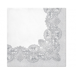 Serwetki papierowe Srebrny Ornament Koronka 33x33 cm 20 szt.