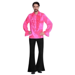 Strój karnawałowy Retro Różowa Koszula Disco L