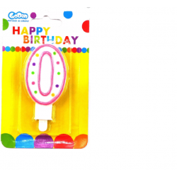Świeczka urodzinowa cyfra 0 Różowa Dekoracje na tort