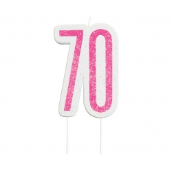 Różowa Świeczka urodzinowa cyfra 70