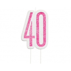 Świeczka urodzinowa cyfra 40 Różowa Tortowa