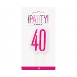 Świeczka urodzinowa cyfra 40 Różowa Dekoracyjna