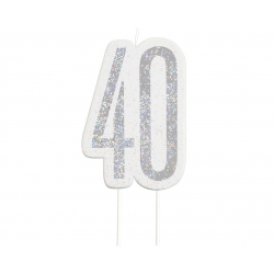 Świeczka urodzinowa cyfra 40 Srebrna