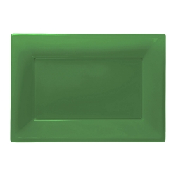Talerzyki plastikowe Zielone Patery 32x23 cm 3 szt.