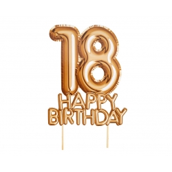 Topper na tort 18 Happy Birthday Złoty