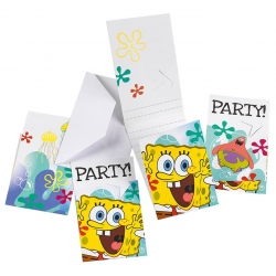 Zaproszenia urodzinowe Sponge Bob 6 szt.