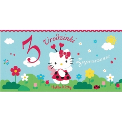 Zaproszenia na 3 urodzinki - Hello Kitty z kopertą
