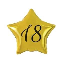 Balon foliowy z cyfrą 18 Urodziny Gwiazdka Złota 44 cm