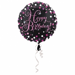 Balon foliowy Happy Birthday różowy 45 cm