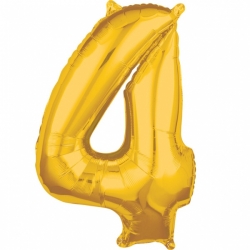 Balon foliowy cyfra 4 Złota 66 cm