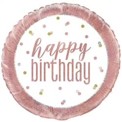 Balon foliowy Happy Birthday Różowo-Złoty na Urodziny 46 cm