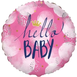 Balon foliowy Hello Baby Shower dla Dziewczynki 48 cm