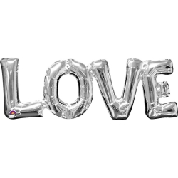 Balon foliowy srebrny napis Love