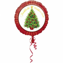 Balon foliowy okrągły Choinka Boże Narodzenie 43 cm