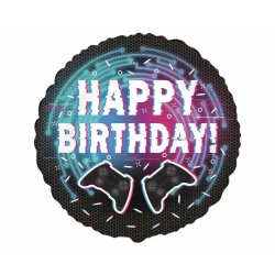 Balon foliowy Happy Birthday Gaming Party na Urodziny 45 cm