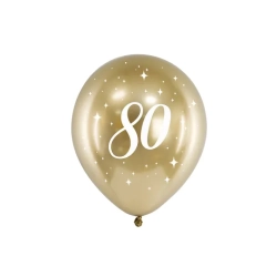 Balony na 80 Urodziny Złote Glossy 30 cm 6 szt.