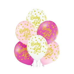Balony Baby Girl Różowe na Baby Shower 30 cm 6 szt.