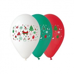 Balony Boże Narodzenie Mikołaj 5 szt. 30 cm