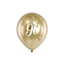 Balony na 90 Urodziny Złote Glossy 30 cm 6 szt.