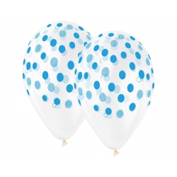 Balony transparentne Niebieskie Grochy 30 cm