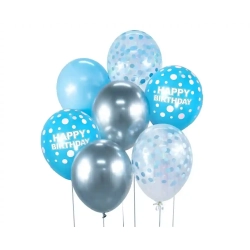 Balony urodzinowe Happy Birthday Niebieskie 30 cm 7 szt.