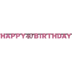 Girlanda Różowa 40 Happy Birthday Urodziny 2,1 m