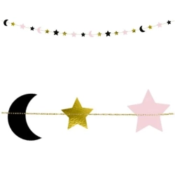 Girlanda Gwiazdki i Księżyce na Chrzest Baby Shower Roczek 1,9 m