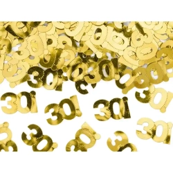 Konfetti metalizowane złote Cyfra 30 Dekoracja na 30 urodziny