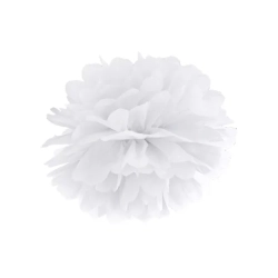 Pompon Biały dekoracyjny z Bibuły 25 cm