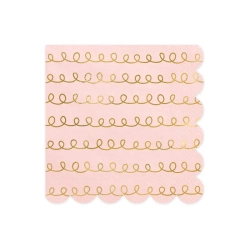 Serwetki papierowe Różowe w Złote Szlaczki 20 szt. 33x33 cm