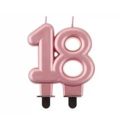 Różowo Złota Świeczka cyfra na 18 urodziny