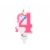 Świeczka urodzinowa Cyfra 4 Różowa Jednorożec